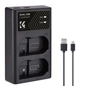 K&F Concept hordozható dupla MH-25 akkumulátor töltő, USB-C, 2db EN-EL15 akkumulátorhoz