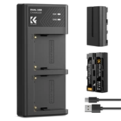 K&F Concept hordozható dupla USB-C akkumulátor NP-F550 töltő + 2db NP-F550 akkumulátor 2600mAh