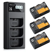 K&F Concept hordozható tripla USB-C akkumulátor LC-E6NH töltő, LCD + 3db LP-E6NH akkumulátor 2250mAh