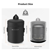 K&F Concept objektív védő tok, M méret, 8x14cm, vállpánt, csepp és porálló zipzár, ráadás pumpa