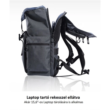 K&F Concept professzionális kamera hátizsák, laptop zsebbel, szürke