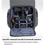 K&F Concept professzionális kamera hátizsák, laptop zsebbel, szürke