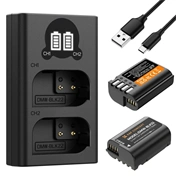 K&F DMW-BLK22 Digital Camera Dual Battery with Dual Channel Charger for Panasonic