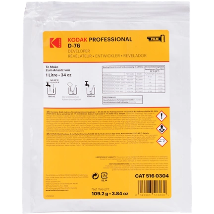 KODAK PROFESSIONAL D-76 FILM DEVELOPER POWDER TO MAKE 1L