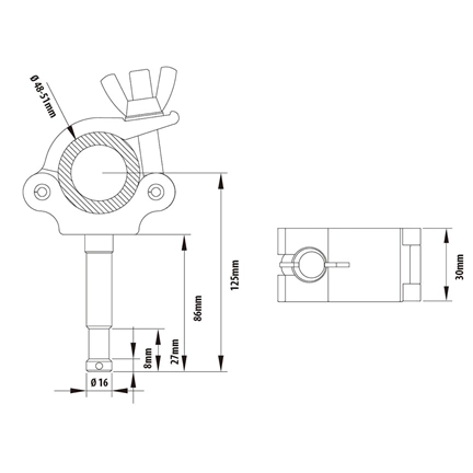 KUPO KCP-826 SLIM TYPE HALF-COUPLER W/16MM STUD
