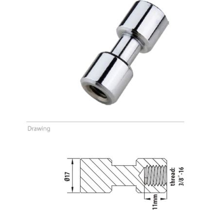 KUPO KS-013FS 17MM SPIGOT, CHROME-PLATED 3/8" FEMALE THREADED