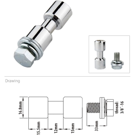 KUPO KS-013F 17MM SPIGOT, CHROME-PLATED 3/8" FEMALE THREADED
