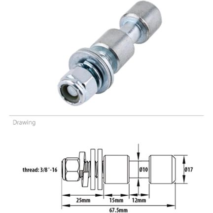 KUPO KS-013 DIA. 17M SPIGOT W/ WASHER AND LOCK NUT FOR C-05 FAMILY