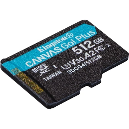 Kingston Canvas Go! Plus (Gen4) memóriakártya microSDXC U3 V30 A2 200MB/s 512GB