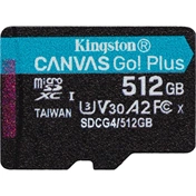 Kingston Canvas Go! Plus (Gen4) memóriakártya microSDXC U3 V30 A2 200MB/s 512GB