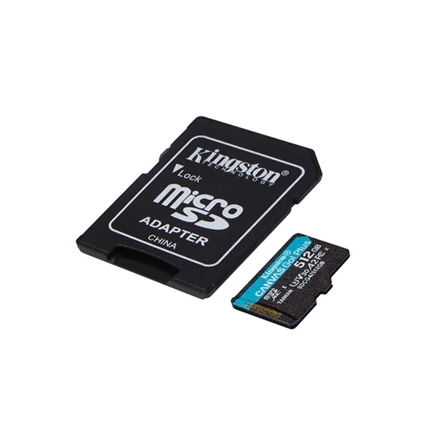Kingston Canvas Go! Plus (Gen4) memóriakártya microSDXC U3 V30 A2 200MB/s 512GB + adapter