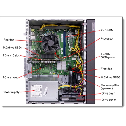 LENOVO torony szerver - ST45 V3 (3.5"), 12C AMD EPYC 4464P 3.7GHz, 1x32GB, 2x960GB RI SSD, Software RAID, 500W.