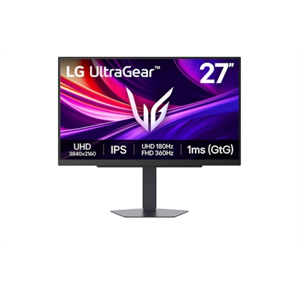 LG 27G810A-B UltraGear gaming monitor 27", IPS, UHD 180Hz / FHD 360Hz, 1ms GtG, FreeSync, G-Sync