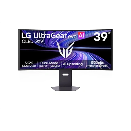 LG 39GX950B-B UltraGear evo AI gaming monitor 39", OLED, 5K2K 165Hz / QHD 330Hz, ívelt 1500R, USB-C PD 90W