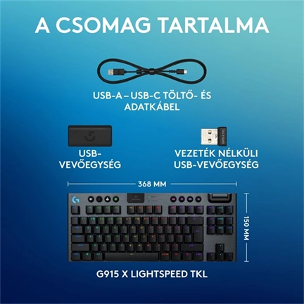 LOGITECH G915 X LIGHTSPEED TKL Wireless Gaming Keyboard Black (US)