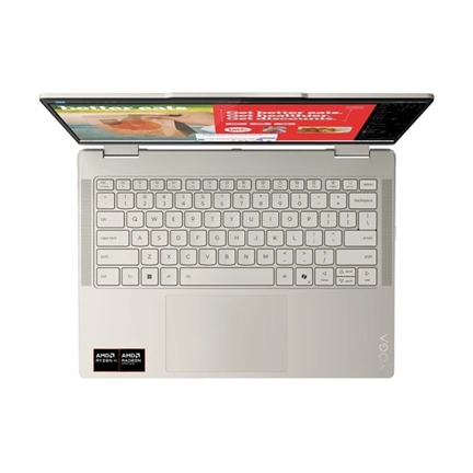 Lenovo Yoga 7 2-in-1 14AGP11 notebook 14" WUXGA OLED, AMD Ryzen AI 5 435, 16GB, 1TB SSD, OS és töltő nélkül, kagylóbézs