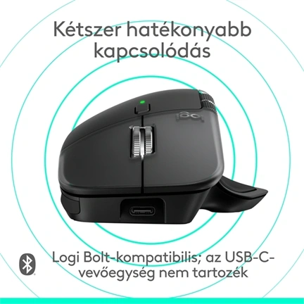 Logitech MX Master 4 for Mac vezeték nélküli egér haptikus visszajelzéssel, 8000dpi, Space Black