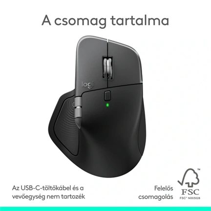 Logitech MX Master 4 for Mac vezeték nélküli egér haptikus visszajelzéssel, 8000dpi, Space Black