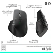 Logitech MX Master 4 for Mac vezeték nélküli egér haptikus visszajelzéssel, 8000dpi, Space Black