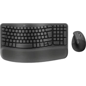Logitech Wave Keys + Lift Combo ergonomikus billentyűzet + egér, Bt + 2,4GHz vezeték nélküli, angol (US), grafitszürke