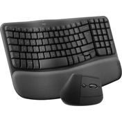 Logitech Wave Keys + Lift Combo ergonomikus billentyűzet + egér, Bt + 2,4GHz vezeték nélküli, angol (US), grafitszürke