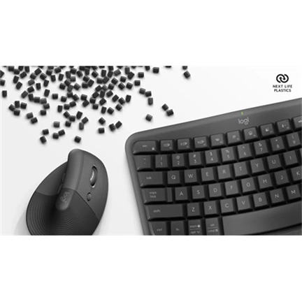 Logitech Wave Keys + Lift Combo ergonomikus billentyűzet + egér, Bt + 2,4GHz vezeték nélküli, angol (US), grafitszürke