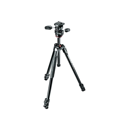 Manfrotto Hobbist 290 XTRA 3 szekciós fotó állvány és MH804-3W 3D fotó fej állványszett Manfrotto Hobbist 290 XTRA 3 szekciós fotó állvány és MH804-3W 3D fotó fej állványszett