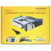 MOBIL RACK 5,25" DELOCK for 1 x 2.5 + 1 x 3.5 SATA HDD + 2 x USB 3.0 ports