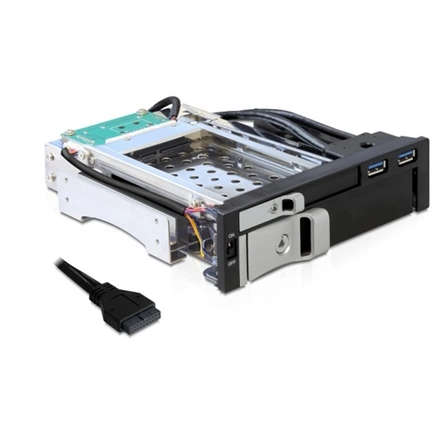 MOBIL RACK 5,25" DELOCK for 1 x 2.5 + 1 x 3.5 SATA HDD + 2 x USB 3.0 ports