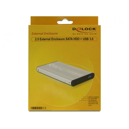 MOBIL RACK DELOCK 2,5" USB 3.0 külső SATA HDD ház Ezüst (42486)