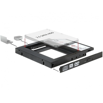 MOBIL RACK DELOCK Slim ODD beépítőkeret adapter 1 x 2.5" SATA -hoz (61993)