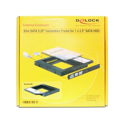 MOBIL RACK DELOCK Slim ODD beépítőkeret adapter 1 x 2.5" SATA -hoz (61993)