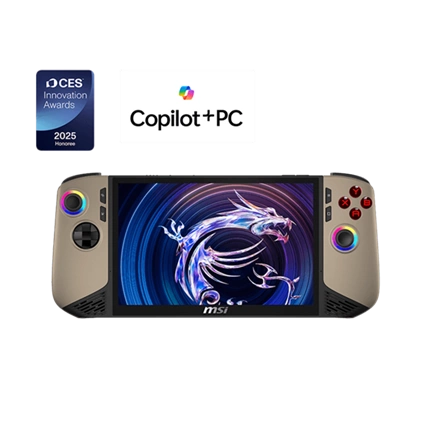 MSI Claw 8 AI+ A2VM kézi játékkonzol - 8" 120Hz, Intel Core Ultra 7 258V, 32GB RAM, 1TB SSD, Windows 11 Home, Sandstorm