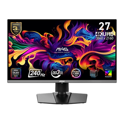 MSI Monitor GAMING MAG 272UP QD-OLED X24 26,5" UHD 3840x2160, 240Hz, 150000:1 CR, 250cd/m2, 0,03ms, 2x HDMI, DP, USB-C