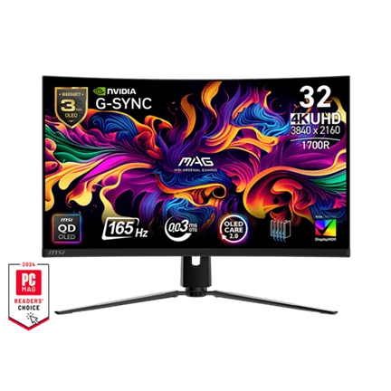 MSI Monitor GAMING MAG 321CUP QD-OLED Ívelt 31,5" UHD 3840x2160, 1700R, 165Hz, 0,03ms, 2x HDMI, DP, USB-C