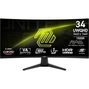 MSI Monitor GAMING MAG 346CQ Ívelt 34" UWQHD, 3440x1440, 180Hz VA 21:9, 1500R, 300cd/m2, 1 ms, HDMI, DP, Black