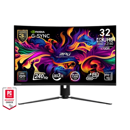 MSI Monitor GAMING MPG 321CURX QD-OLED Ívelt 31,5" UHD 3840x2160, 1700R, 240Hz, 0,03ms, 2x HDMI, DP, USB-C