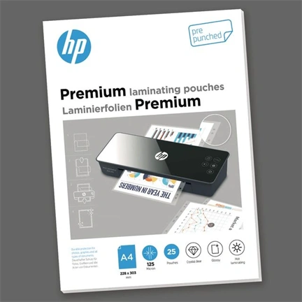 Meleglamináló fólia, 125 mikron, A4, fényes, 25 db, HP "Premium"