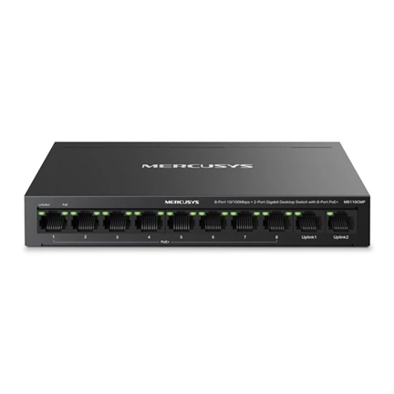 Mercusys MS110CMP 8-Port 10/100 Mbps + 2-Port Gigabit Desktop Switch with 8-Port PoE+