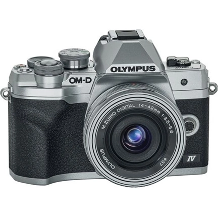 OLYMPUS OM-System E-M10IV 1442EZ ezüst/ezüst MILC fényképezőgép KIT