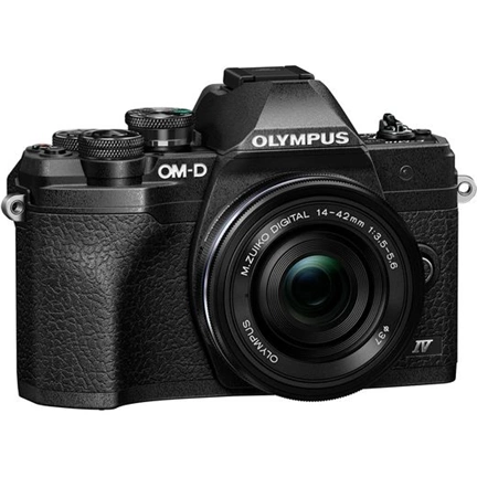 OLYMPUS OM-System E-M10IV 1442EZ fekete/fekete MILC fényképezőgép KIT