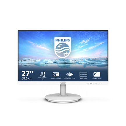 PHILIPS 271V8AW, 27", 1920x1080, 16:9, 250cd/m2, 4ms, HDMI/VGA, hangszóró, fehér