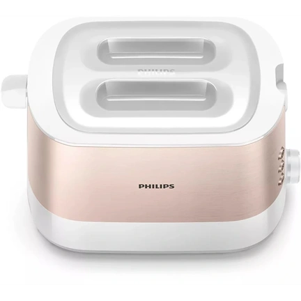 PHILIPS Viva Collection kenyérpirító, 950 W, 2 extra széles nyílás, beépített zsemlemelegítő, fém fedélburkolat