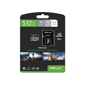 PNY Pro Elite microSDXC 512GB Class 10 UHS-I U3 100MB/s + SD adapter