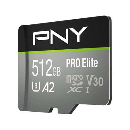 PNY Pro Elite microSDXC 512GB Class 10 UHS-I U3 100MB/s + SD adapter