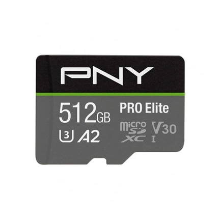 PNY Pro Elite microSDXC 512GB Class 10 UHS-I U3 100MB/s + SD adapter