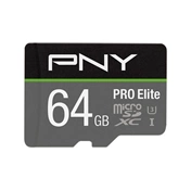 PNY Pro Elite microSDXC 64GB Class 10 UHS-I U3 100MB/s + SD adapter
