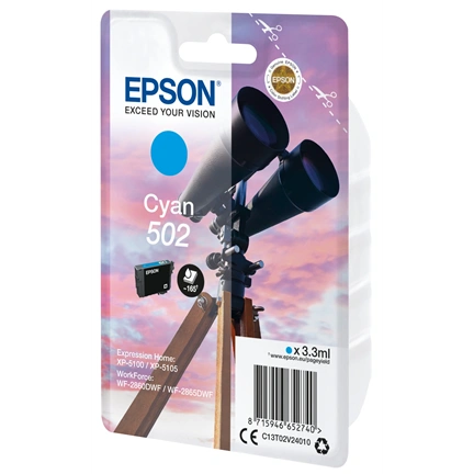 Patron Epson BINOCULARS SINGLEPACK CYAN 502 3.3 ML ciánkék