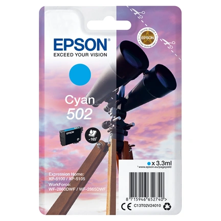 Patron Epson BINOCULARS SINGLEPACK CYAN 502 3.3 ML ciánkék