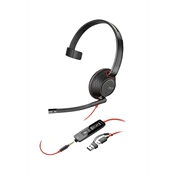 Poly Blackwire 5210 Monaural USB-C Headset +3.5mm Plug +USB-C/A Adapter (207577-201)